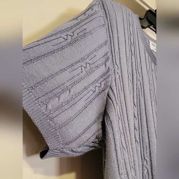Alfred Dunner cable style knit, short sleeve, blue sweater - Picture 2 of 5